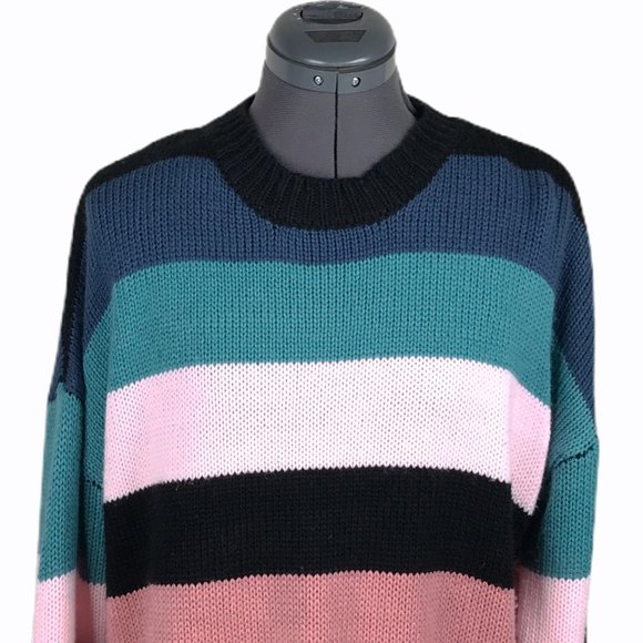 # Purple Snow  Striped Knit Sweater Sz Lg - Picture 5 of 10